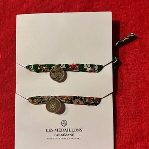 Sézane Floral Fabric Bracelets (Les Medaillons) with Charms